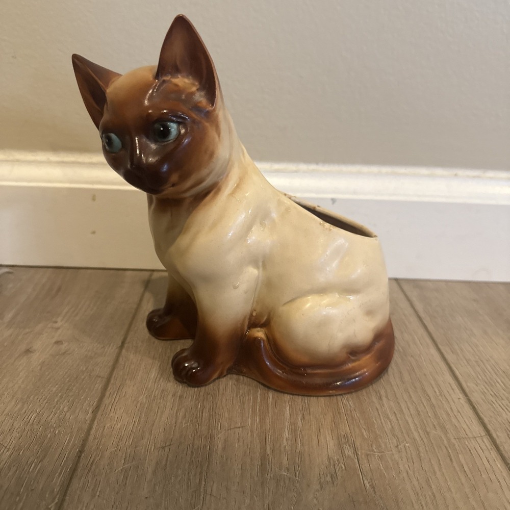 Vintage Napco Siamese Cat‎ Kitten Planter Mid Century C7116 Japan